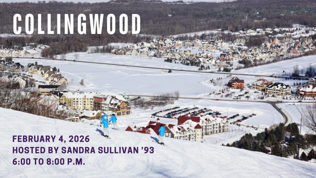 Landscape image of winter in Collingwood with date and time of the reception