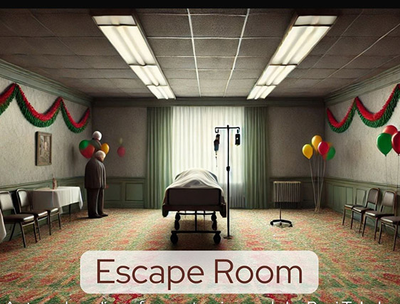 Image showing a colourful hospital room where the main character is scheduled to die.
