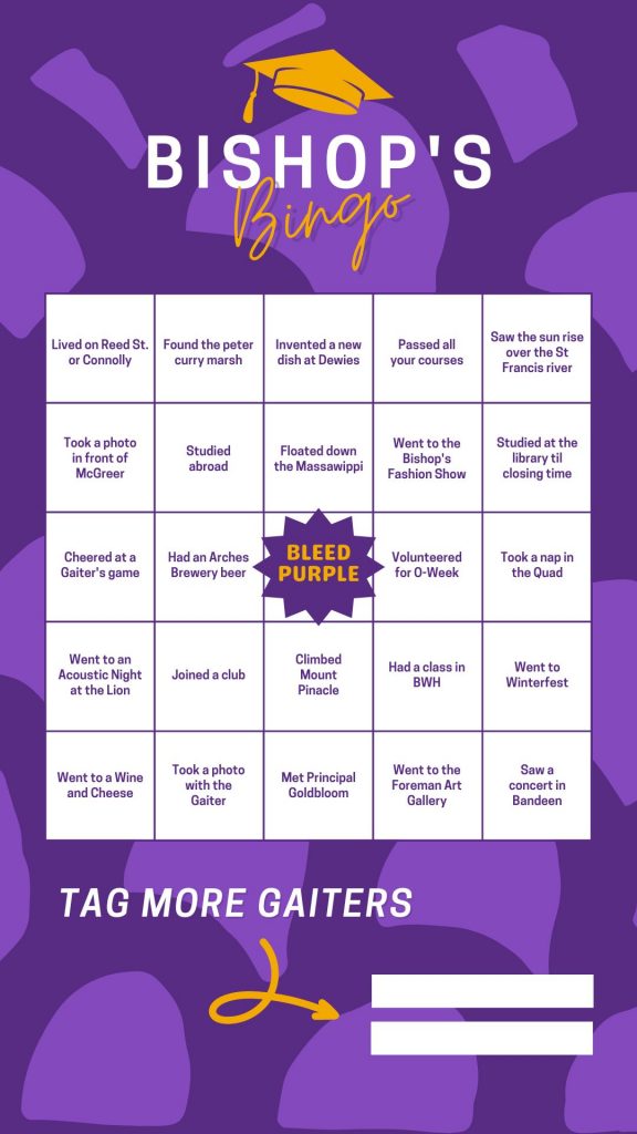 Example of Instagram game: Bishop's Bingo