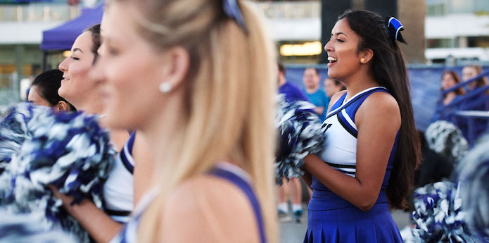 Cheerleaders at a Gaiters football game