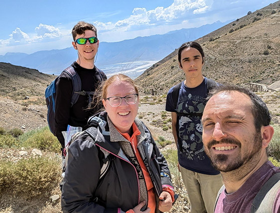 Students and professors on field data acquisition expedition at Cerro Gordo Mines