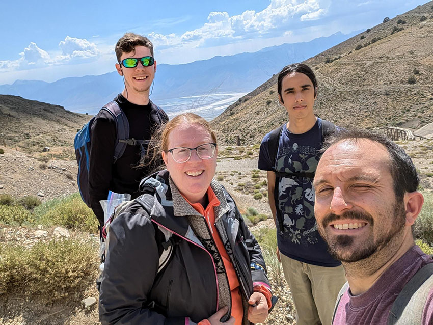 Students and professors on field data acquisition expedition at Cerro Gordo Mines