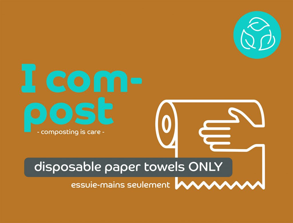 A visual showing that hand paper can be composted.