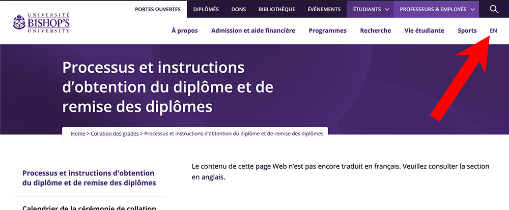 Sélection de la langue