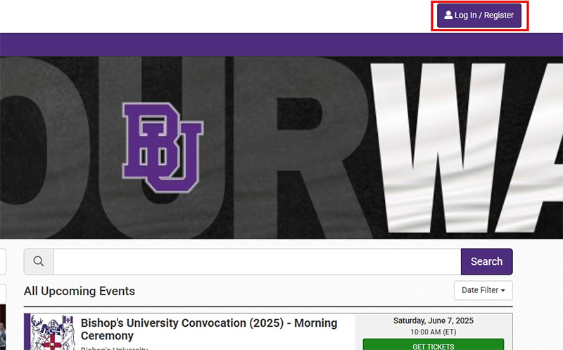 Screenshot showing the login button in the upper-right corner of the header.
