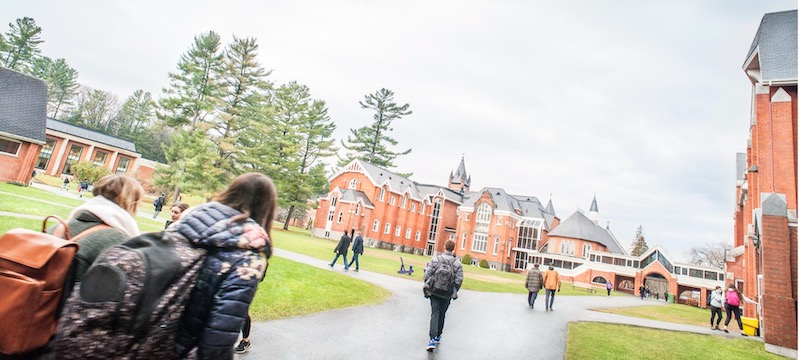 Students walk on the Bishop's University quad.