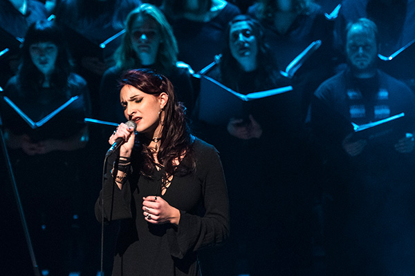 Student singing at a BU Singers concert