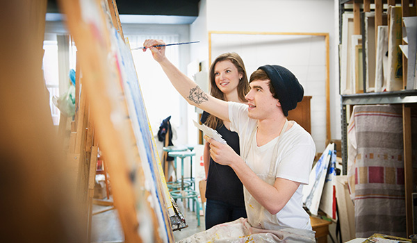 Art students painting