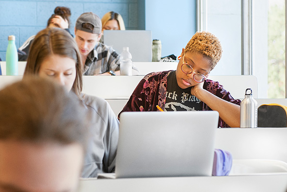 Students taking an exam