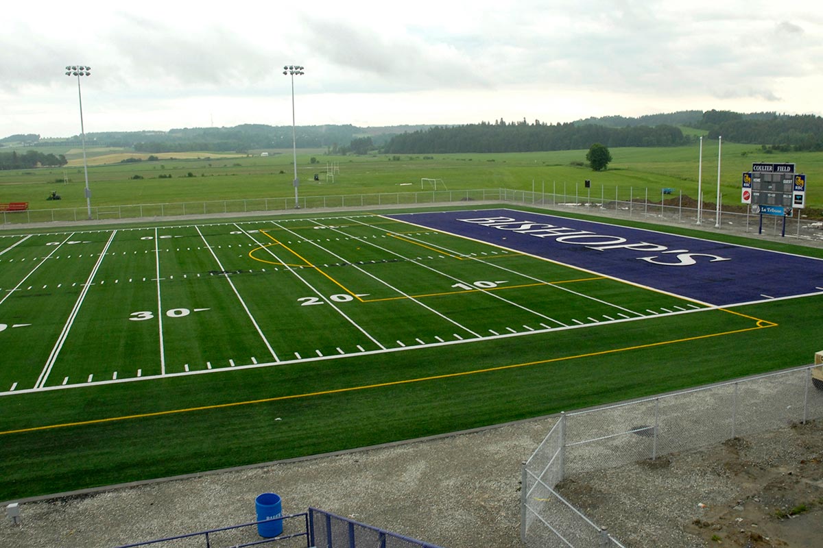 New synthetic turf in Coulter Field.